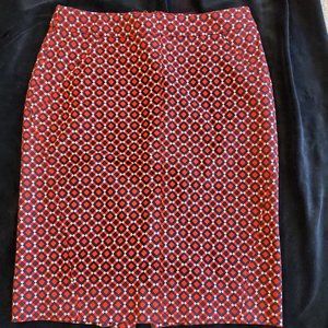 Ann Taylor Navy/Red/White Mid Length Slimming Skirt w/Back Zipper Size 0 NEW!